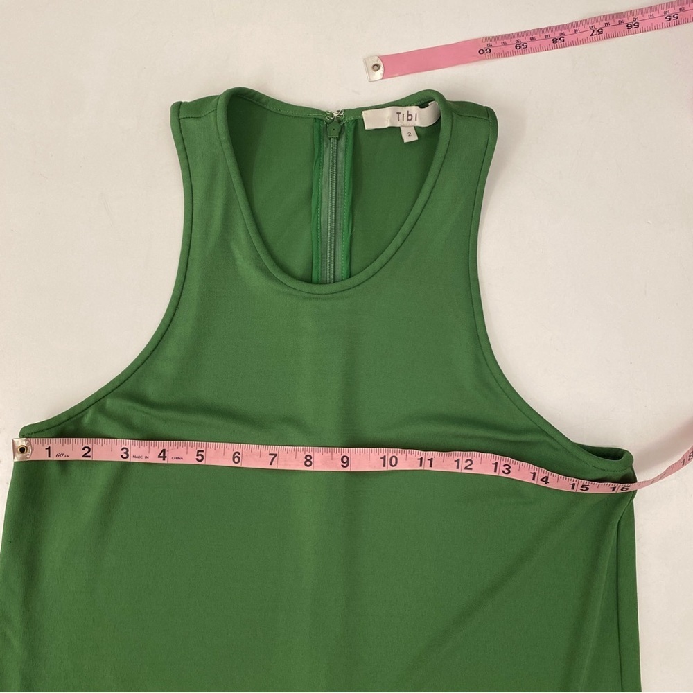 Tibi ||‎ Serpentine Tank Dress Crew Neck Crepe Leaf Green 2 - Picture 9 of 10
